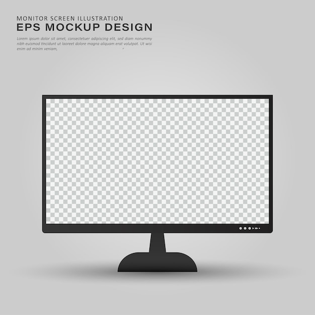 Vetor monitore a ilustração de maquete de tela em branco