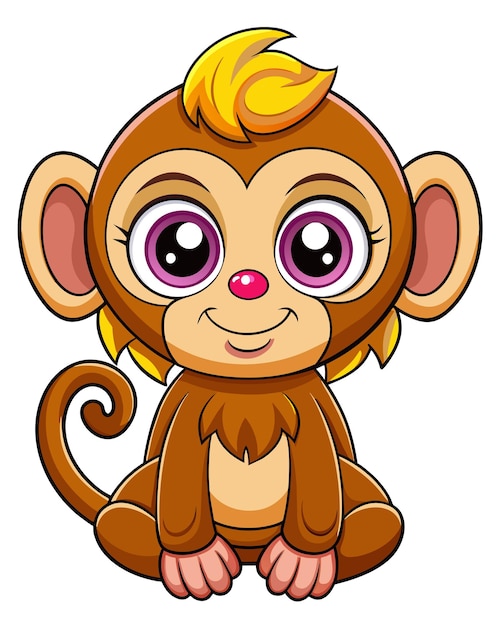 Vetor monkey 3d desenho animado ilustração de personagens