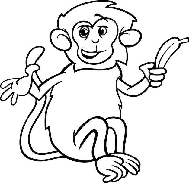 Monkey com banana para colorir