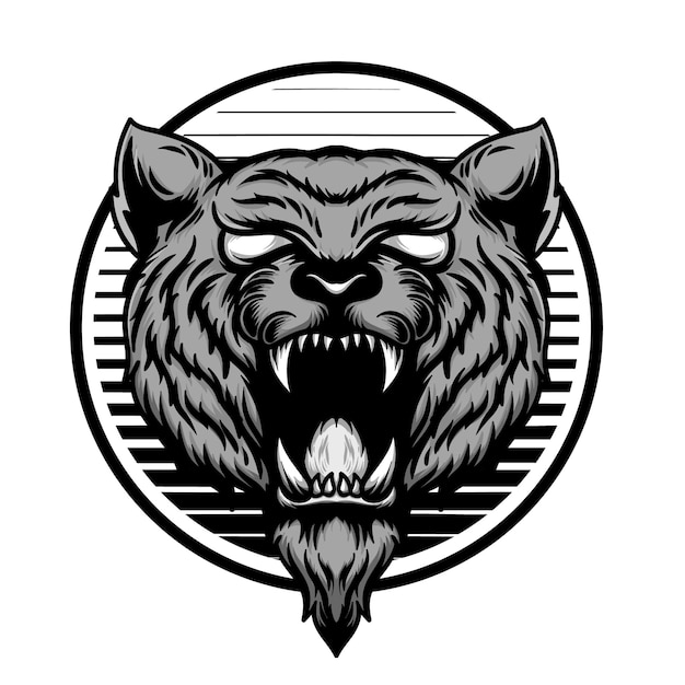 Monocromático de ilustração Tiger Head