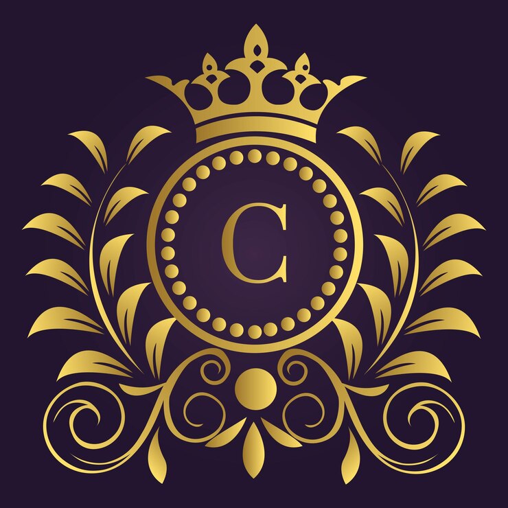 Vetor monograma da coroa real de ouro