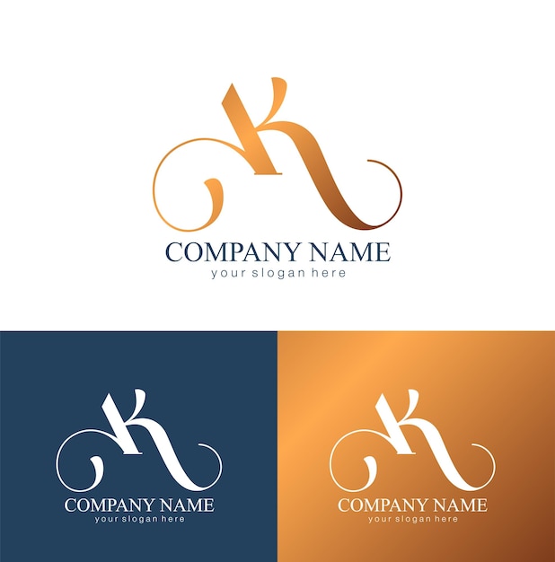 Monograma de letra ak logotipo de luxo elegante estilo caligráfico identidade corporativa e logotipo pessoal design vetorial monograma criativo linear luxuoso