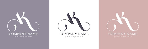 Monograma de letra ak logotipo de luxo elegante estilo caligráfico identidade corporativa e logotipo pessoal design vetorial monograma criativo linear luxuoso