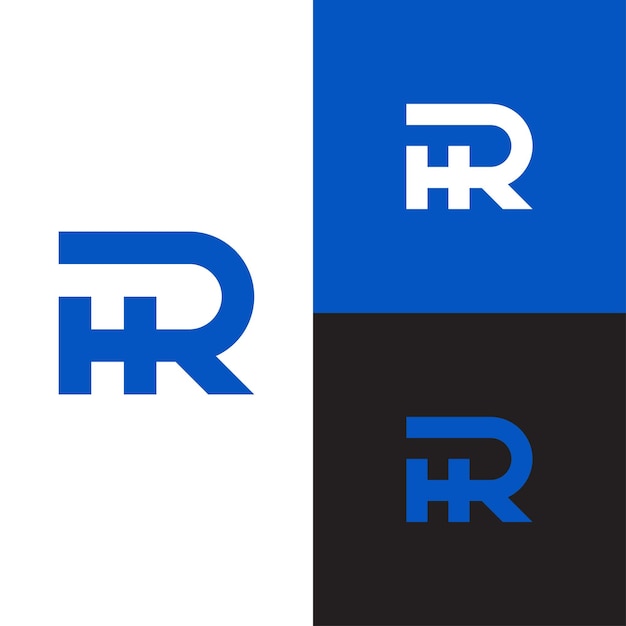 Monograma de logotipo de vetor de carta de rh e formas iniciais conceito de design limpo e moderno