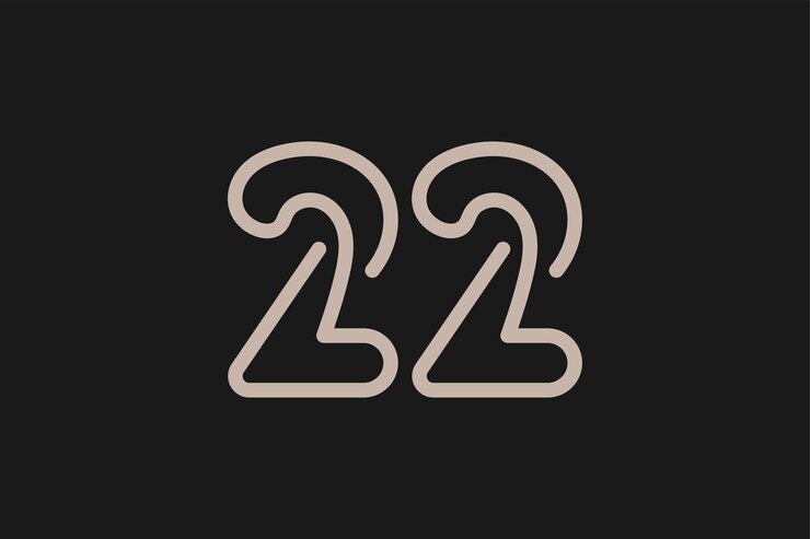 Monograma de logotipo número 22 Estilo de linha de logotipo número 22 utilizável para logotipos de aniversário e negócios