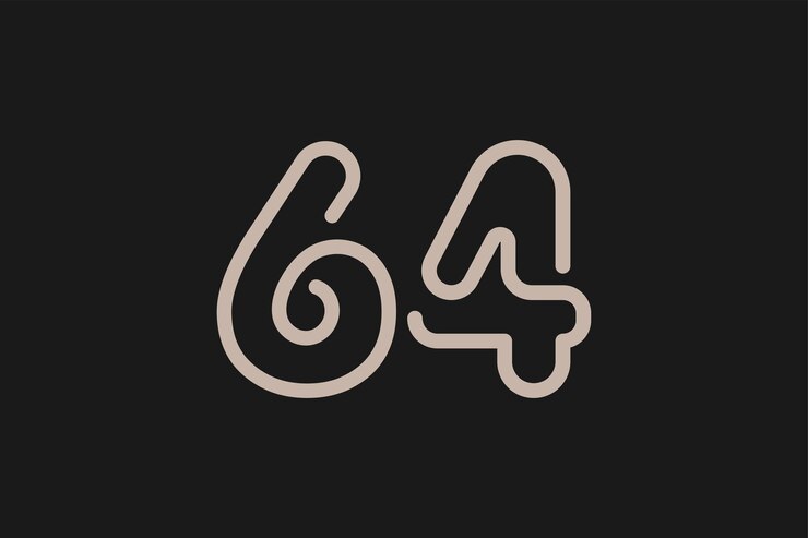 Vetor monograma de logotipo número 64 estilo de linha de logotipo número 64 utilizável para logotipos de aniversário e negócios