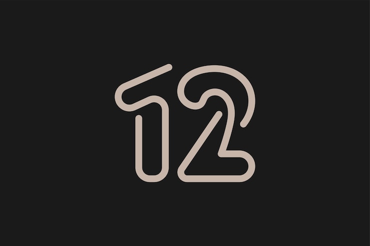 Monograma do logotipo número 12 Estilo de linha do logotipo número 12 utilizável para logotipos de aniversário e negócios