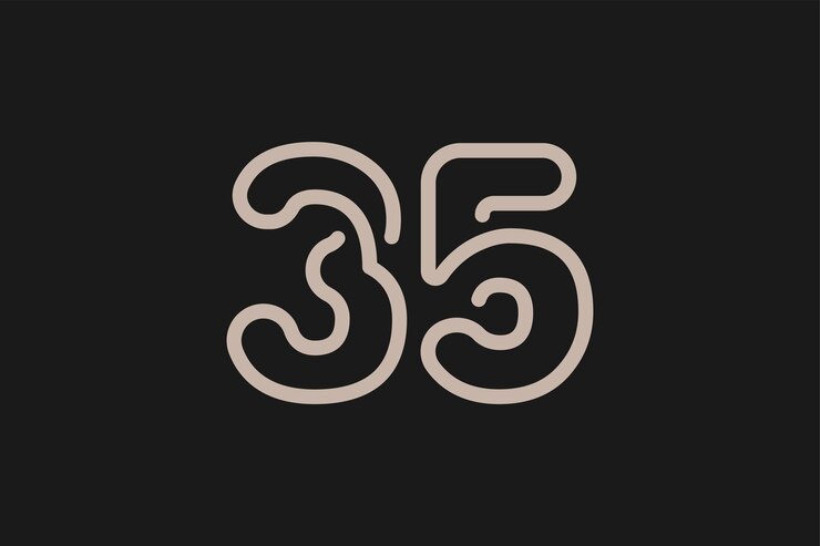 Monograma do logotipo número 35 Estilo de linha do logotipo número 35 utilizável para logotipos de aniversário e negócios