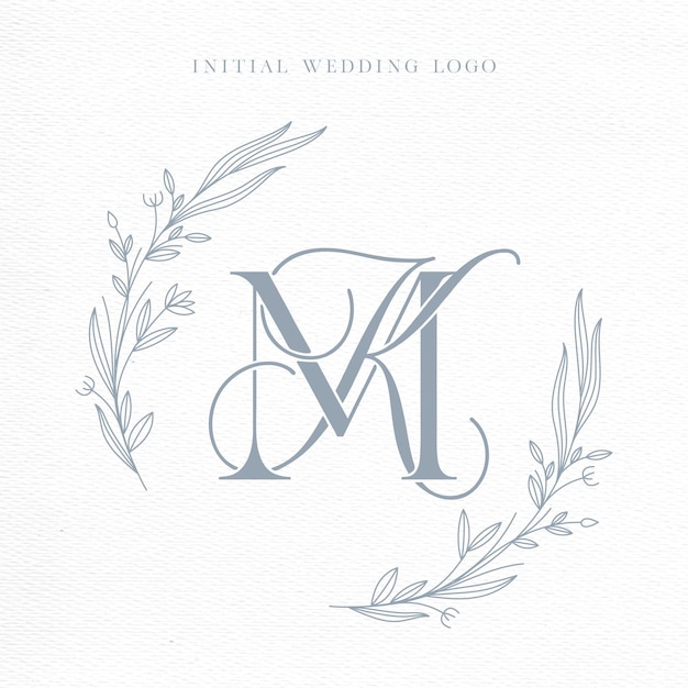 Vetor monograma inicial do logotipo do casamento mk