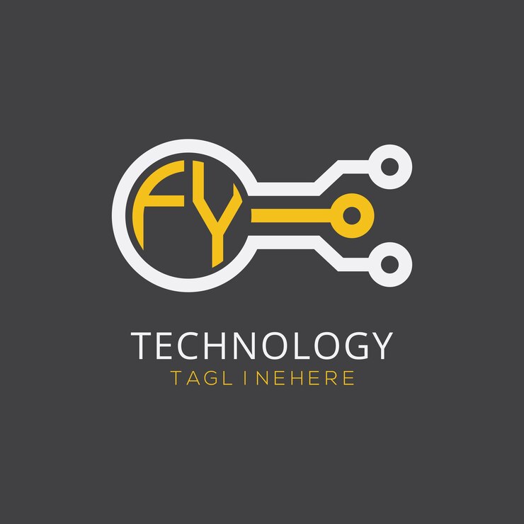 Vetor monograma inicial fy para o logotipo tecnológico com desenho em estilo de círculo