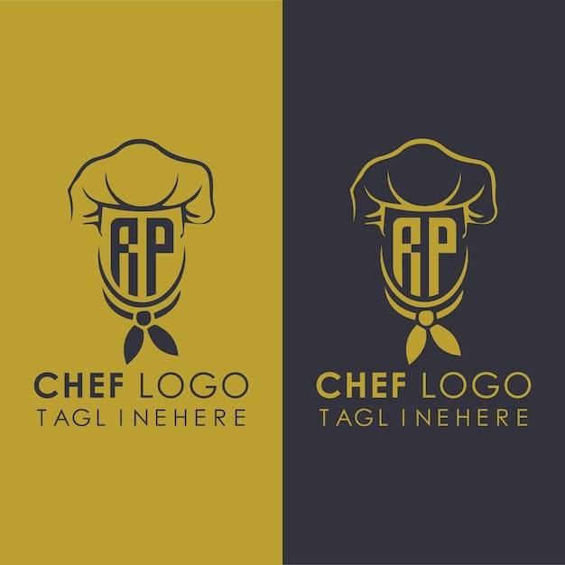 Vetor monograma inicial rp para logotipo de cozinha de chef com design de estilo criativo