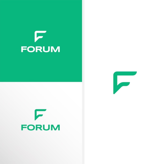 Vetor monograma logotipo f e discurso para o texto fórum premium vector