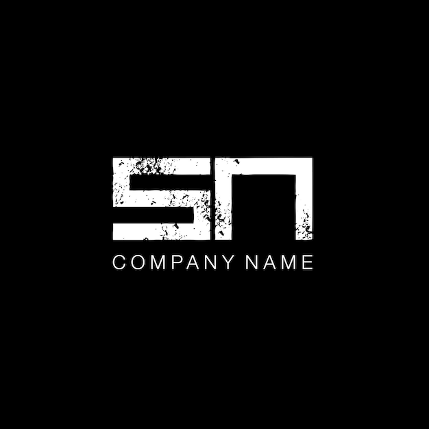 Vetor monograma quadrado do logotipo da letra sn