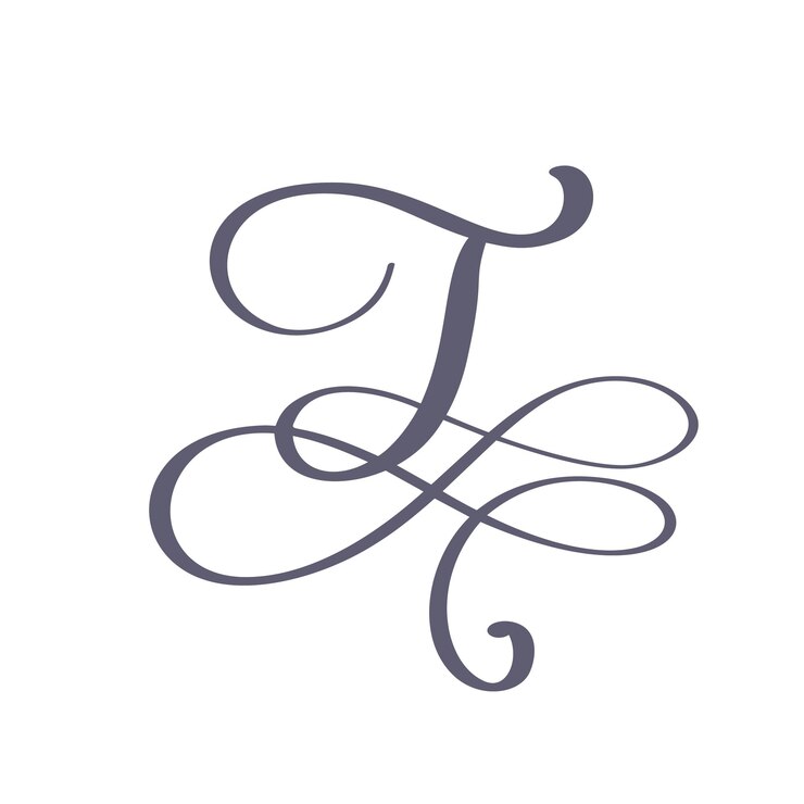 Vetor monograma t floral caligráfico desenhado à mão ou logotipo letras maiúsculas mão letras t redemoinhos