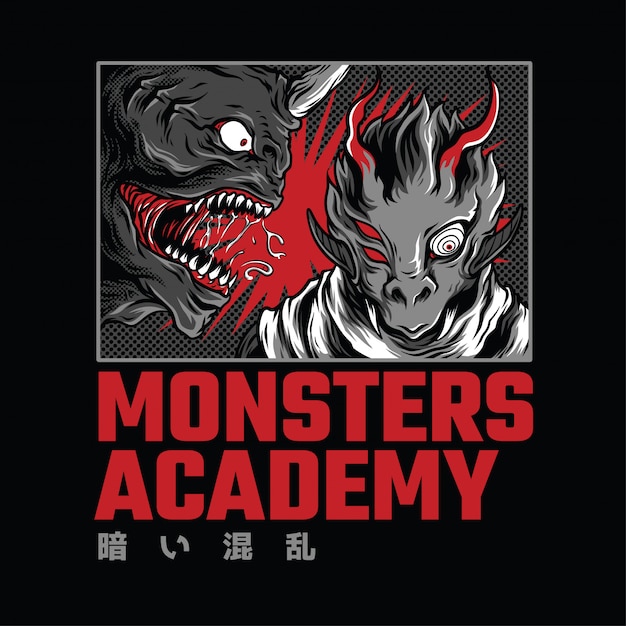 Monster academy neon ilustração