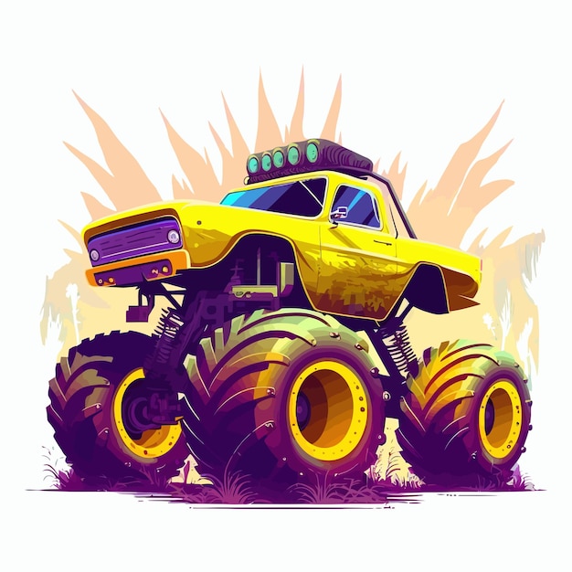 Monster truck isolado no fundo ilustração vetorial dos desenhos animados