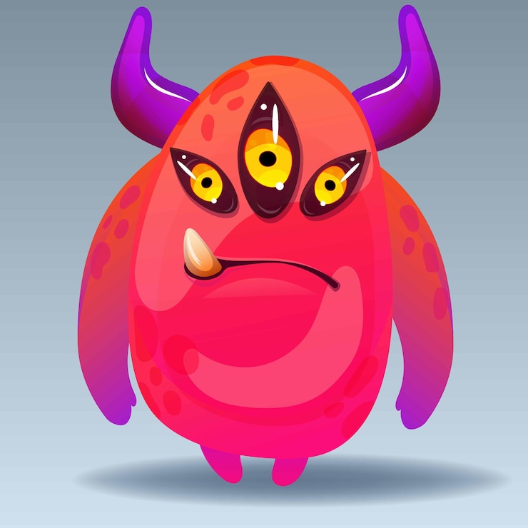 Vetor monstro bonito dos desenhos animados design para impressão de adesivo para decoração de festa logotipo emblema impressões de revistas