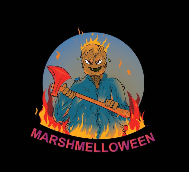 Monstro de marsmellow desenhado à mão para o helloween