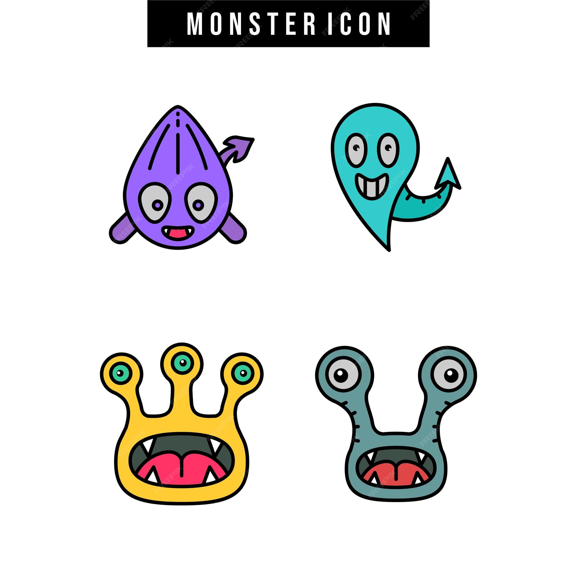 Feliz Halloween. Conjunto De Monstro Ícone. Kawaii Bonito