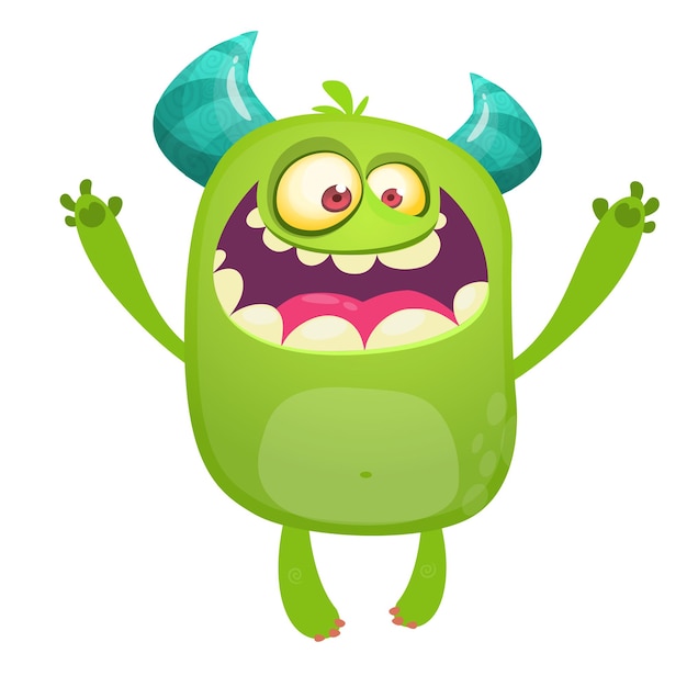 Monstro feliz mostrando língua cartoon ilustração vetor isolado