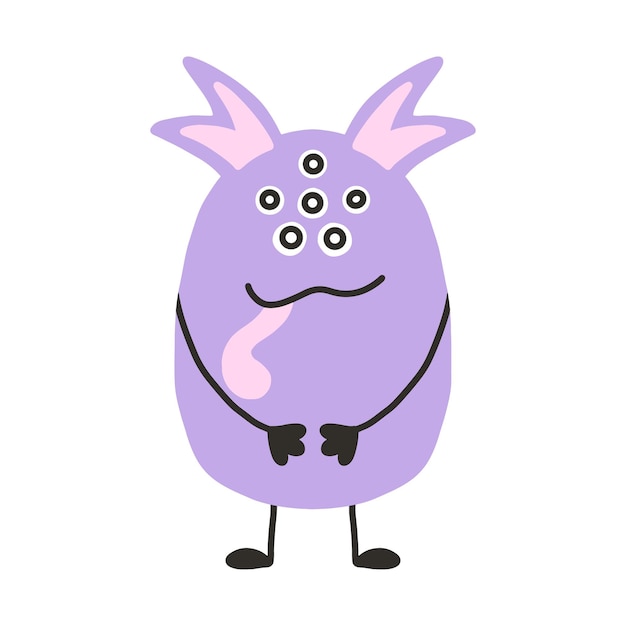 Monstro fofo infantil Monstro rosa Ilustração vetorial alienígena desenhada