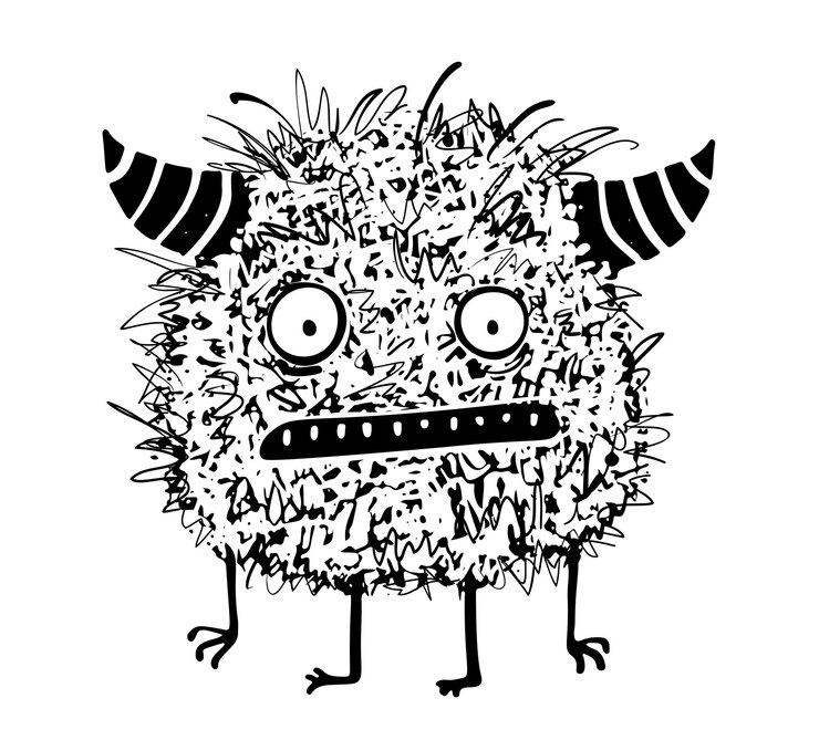 Vetor monstro fofo irritado para crianças com chifres
