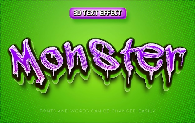 Vetor monstro graffiti estilo efeito de texto editável