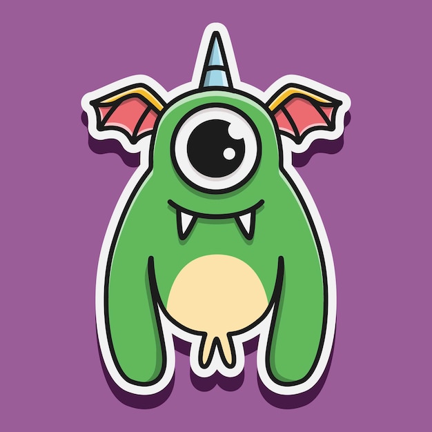 Monstro kawaii desenhado à mão