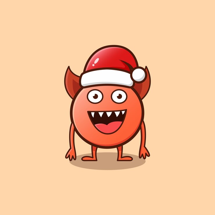 Vetor monstro laranja fofinho de natal