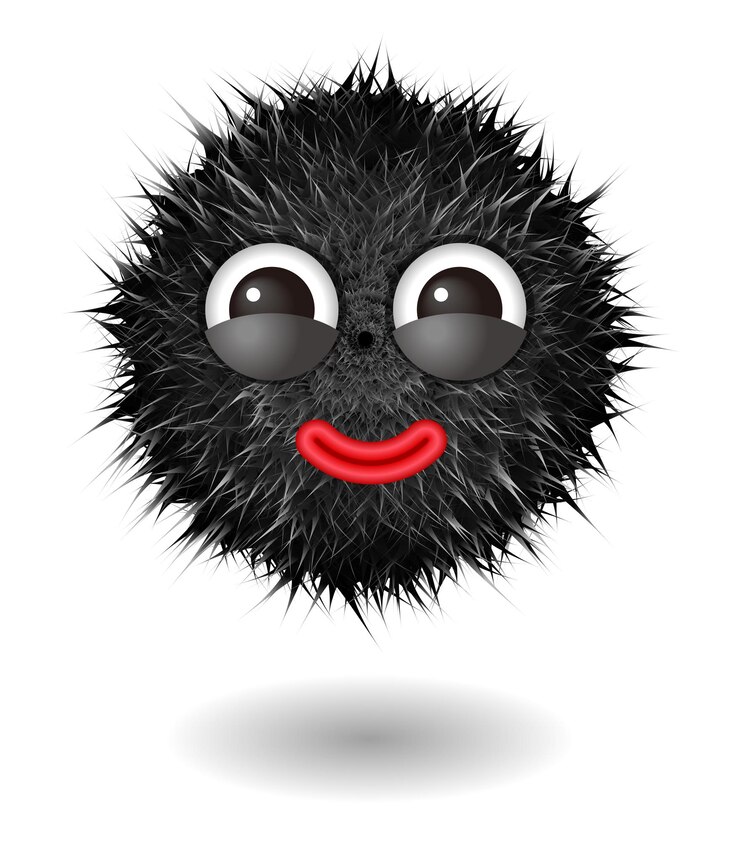 Vetor monstro peludo com cabelo preto fofo