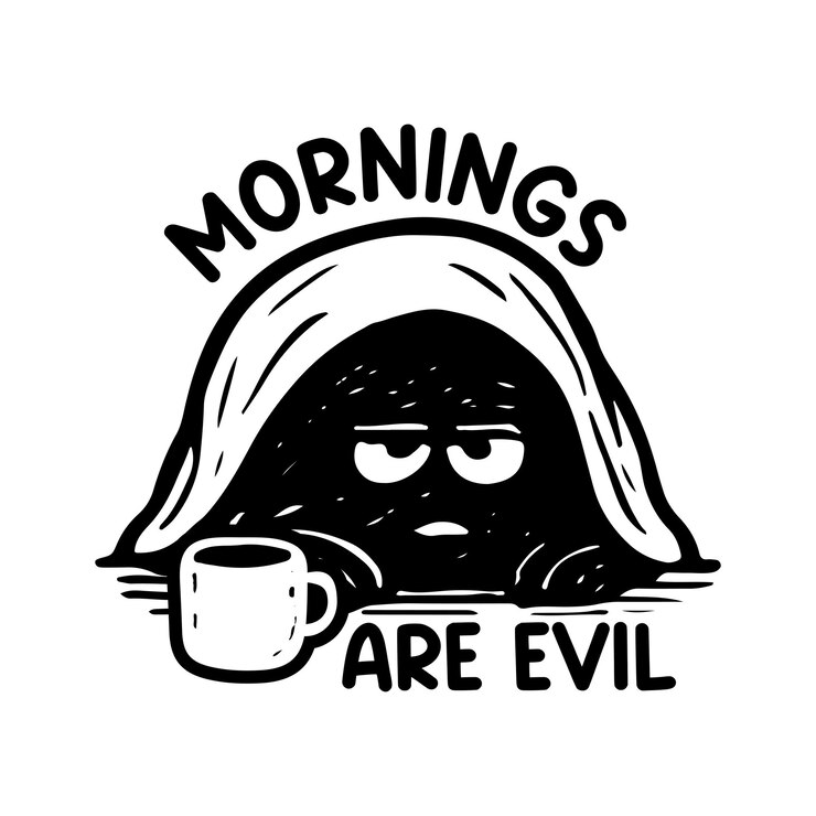 Vetor monstros engraçados de meditação não falam antes do café sobreviveram a outra reunião