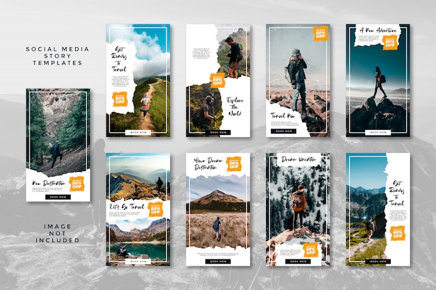 montanha caminhadas aventura mídia social banner instagram histórias viajar pacote