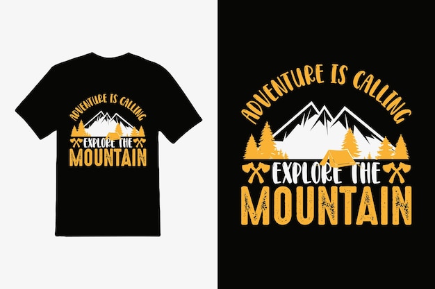 Montanha de aventura ao ar livre com design de camiseta de impressão de árvore motivação inspiradora de tipografia vetorial