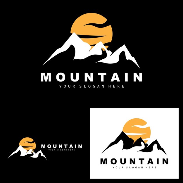 Vetor montanha logo design vector lugar para amantes da natureza alpinista