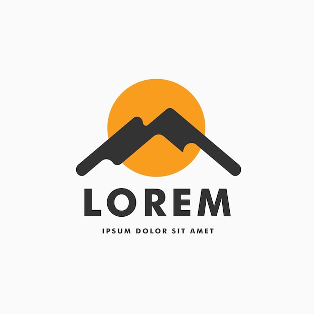 Montanhas de design de logotipo simples com o nascer do sol ao fundo utilizável para logotipos de negócios e marcas elemento de modelo de design de logotipo de vetor plano