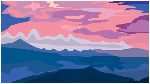 Montanhas de nuvem de montanha ilustrações vetoriais Design elemento arte pintura aquarela vetor
