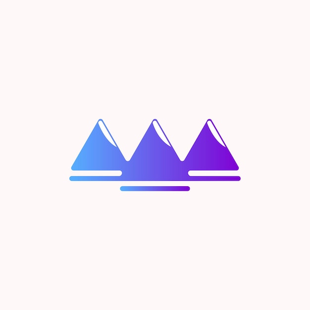 Montanhas nevadas roxas e azuis design de logotipo elegante e limpo com elementos abstratos