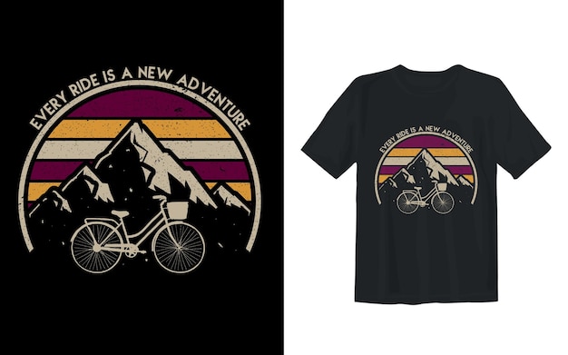 Vetor montanhas trilhas bicicleta ilustração vintage vetor camisetas obras de arte