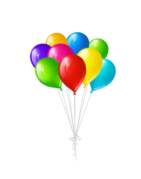 Vetor monte de balões coloridos brilhantes isolados no fundo branco