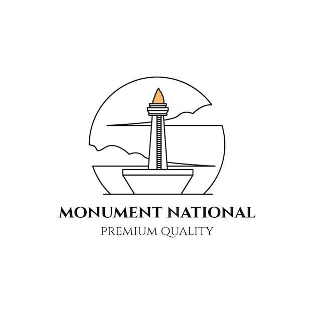 Monumento nasional jakarta ao logotipo de arte de linha indonésia ilustração minimalista design vetorial monas tradicional