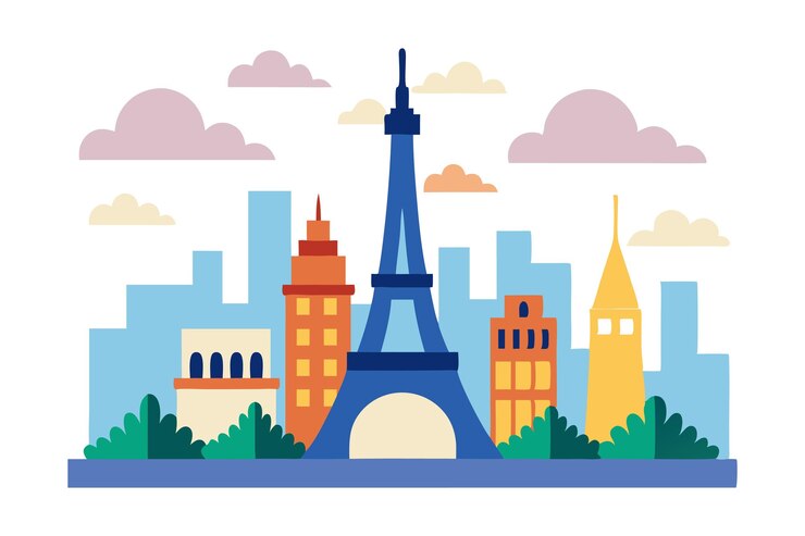 Vetor monumentos famosos de paris durante o dia