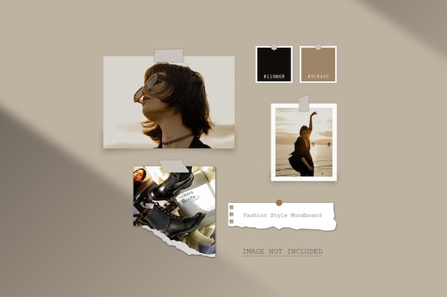 Moodboard realista e minimalista