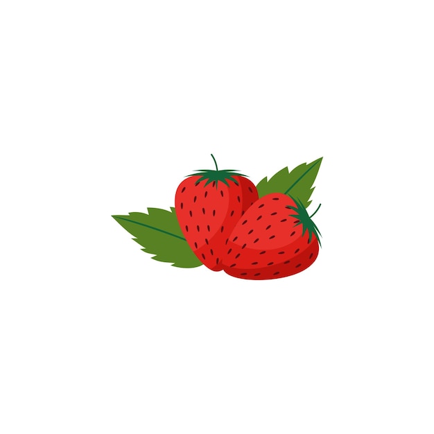 Vetor morangos fruta design plano ilustração vetorial isolado em um fundo branco
