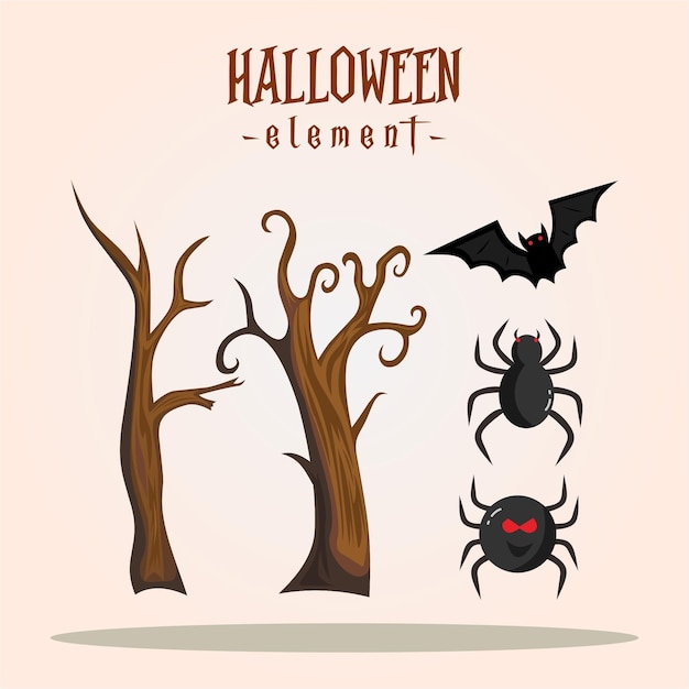 Morcego aranha de árvore de halloween