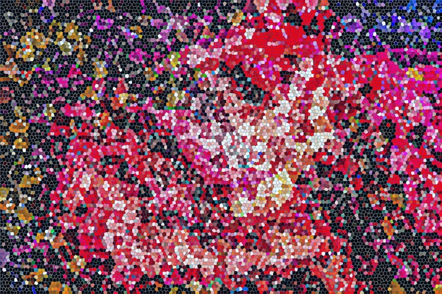 Vetor mosaico brilhante da nebulosa futurista das cores brilhantes no fundo escuro. textura cósmica brilhante