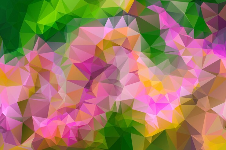 Vetor mosaico de fundo triangular aqua amarelo rosa verde colorido baixo poli