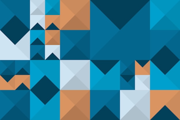 Mosaico geométrico branco abstrato azul e laranja sem costura de fundo