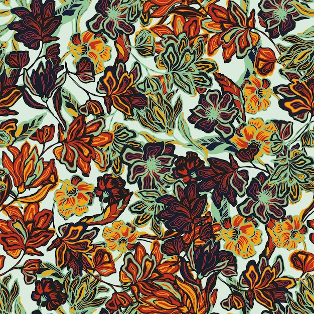 motivo de flores em flor abstrato com ilustração multicolor vetor cheio de desenho de têxteis