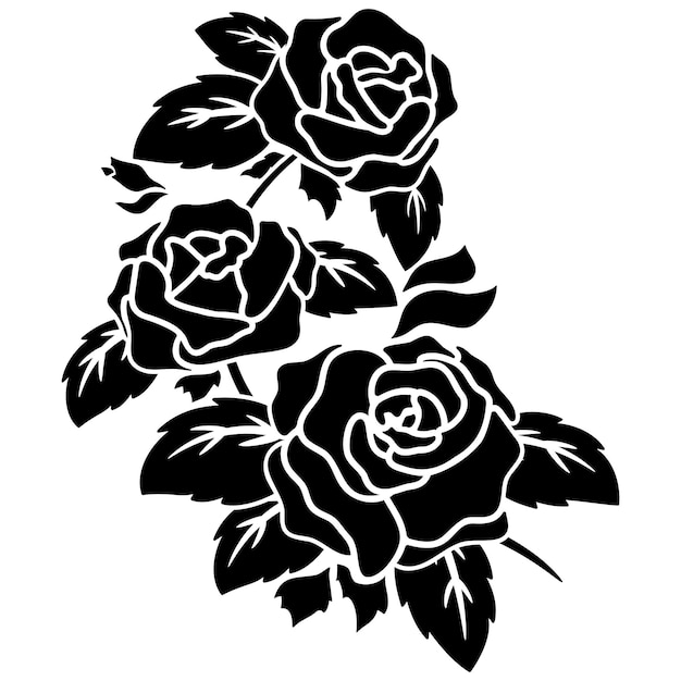 Vetor motivo floral de silhueta preta para decoração de moldura de borda de fundo