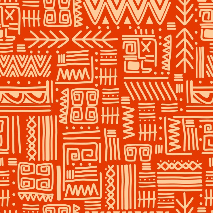 Vetor motivos étnicos agrupam textura sem costura com padrão de listras laranja.